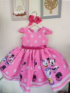 Vestido Minnie Margarida Faixa Festa Luxo