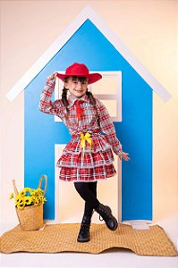 Conjunto Junino Xadrez Chiquinha Vermelho
