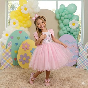 Vestido Infantil Coelho Coelhinho Pascoa Tematico Luxo