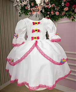 Vestido Junino Luxo Noiva/Noivinha Lacinhos Branco