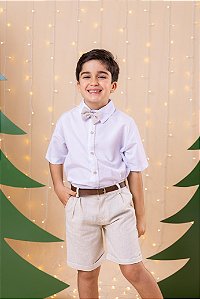 Conjunto Social Linho Shorts Xadrez Heitor