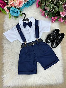 Conjunto Azul Marinho Meninos Social Shorts