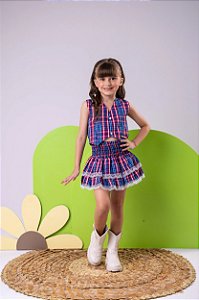 Conjunto Xadrez Infantil Quadrilha Junino Azul Marinho