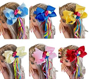 Laço Infantil Junina Varias Cores Fitas Coloridas e Apliques