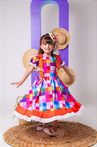 Vestido Junino Infantil Arraiá do Sertão Luxo