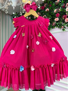 Vestido Jardim das Borboletas Baby Liz Pink