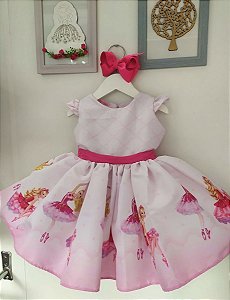 Vestido Bailarina Barbie Rosa Infantil Luxo