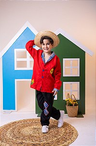 Conjunto Junino Menino Seu Zé Terno Vermelho