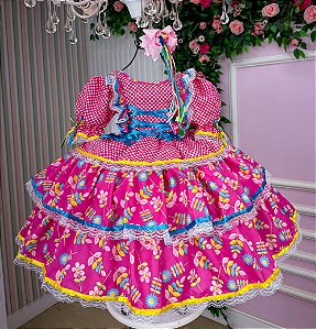 Vestido Junino Quadrilha São João Chique Pink