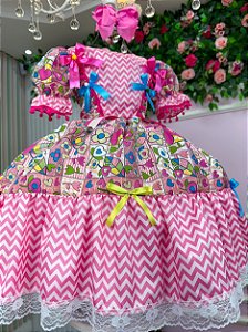Vestido Junino Quermesse de Luxo Pink