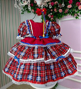 Vestido Junino Caipira Luxo Maça do Amor
