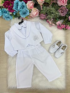 Conjunto Social Batizado Calça Branca