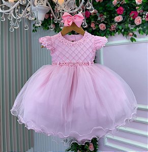 Vestido Jardim Encantado Rosa Bebê