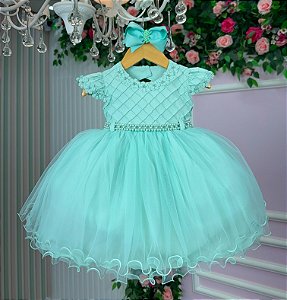 Vestido Jardim Encantado Bebê Verde Menta