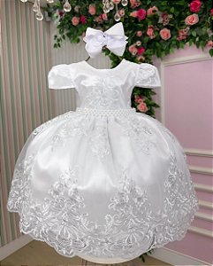 Vestido Realeza Branco Festa Luxo
