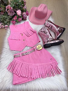 Conjunto Boiadeira Rosa Country