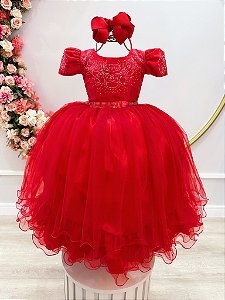 Vestido Formatura Vermelho Infantil Damas Casamento Festas Luxo