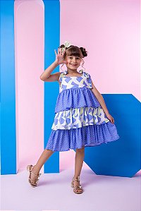 Vestido Infantil 3 Marias Babados Azul
