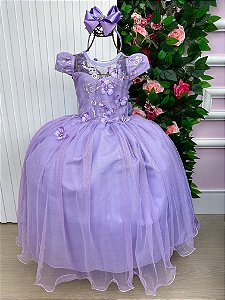 Vestido Jardim Encantado Longo Borboletas Lilas