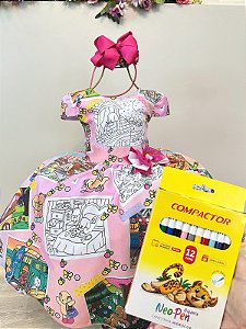 Vestido Infantil Bobbie Goods Festas Pinte e Lave + Canetinhas 12 Cores
