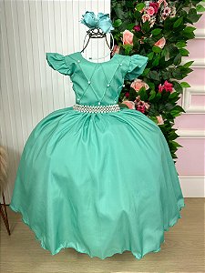 Vestido Infantil Verde Menta Formatura Longo Dama de Honra Luxo Festas