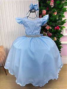 Vestido Infantil Azul Bebe Formatura Longo Dama de Honra Luxo Festas