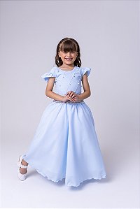 Vestido Infantil Azul Bebe Formatura Longo Dama de Honra Luxo Festas