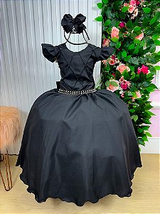 Vestido Infantil Preto Formatura Longo Dama de Honra Luxo Festas