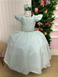 Vestido Infantil Verde Formatura Longo Dama de Honra Luxo Festas