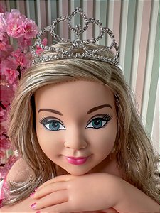 Coroa Princessa Strass Dourada Luxo Festa Infantil Ayla