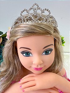 Coroa Princessa Strass Prata Luxo Festa Infantil Judi