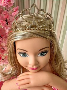 Coroa Princesa Infantil Strass Dourada Ayla