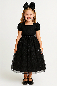 Vestido Infantil Preto Longo Damas Renda Casamento