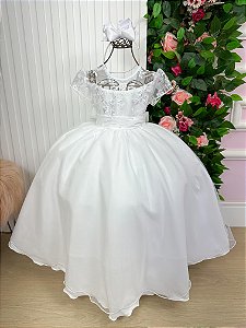 Vestido Dama Branco Formatura Renda Longo