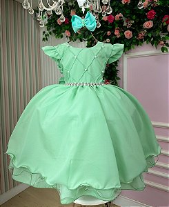 Vestido Infantil Verde Oliva Menina Luxo