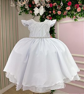 Vestido Infantil Branco Menina Luxo