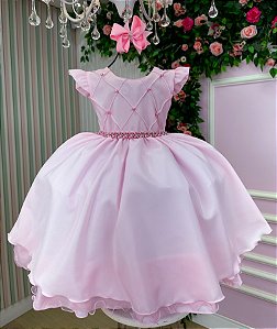 Vestido Infantil Rosa Bebe Menina Luxo