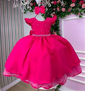 Vestido Infantil Rosa Menina Luxo