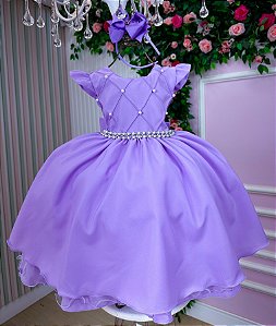 Vestido Infantil Lilas Menina Luxo