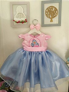 Vestido Infantil Galinha pintadinha Organza Super Luxo