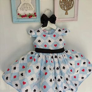 Vestido Infantil Alice no País das Maravilhas Luxo Faixa Preta