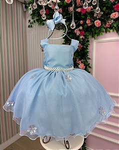 Vestido da Frozen Infantil Elza Capa e Cinto de Pérolas