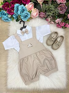 Conjunto de Batizado Bebe Marrom Bege Meninos