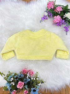 Bolero Infantil de Pelúcia Amarelo Plush Luxo e Botão Laço Stass