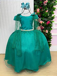 Vestido de Festa Infantil Daminha Menina Verde Jade