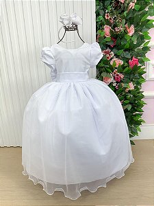 Vestido Dama de Honra Daminha Branco Longo Selena