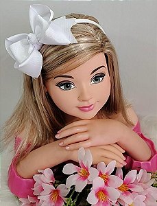 Tiara Infantil Laço Branco Festa Luxo