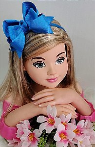 Tiara Infantil Laço Azul Festa Luxo