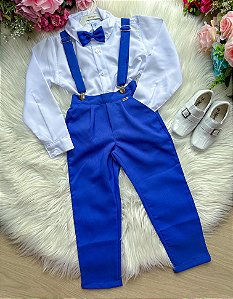 Conjunto Social Menino Azul Royal Suspensorio