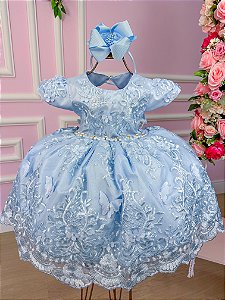 Vestido Jardim Encantado Realeza Azul Bebe